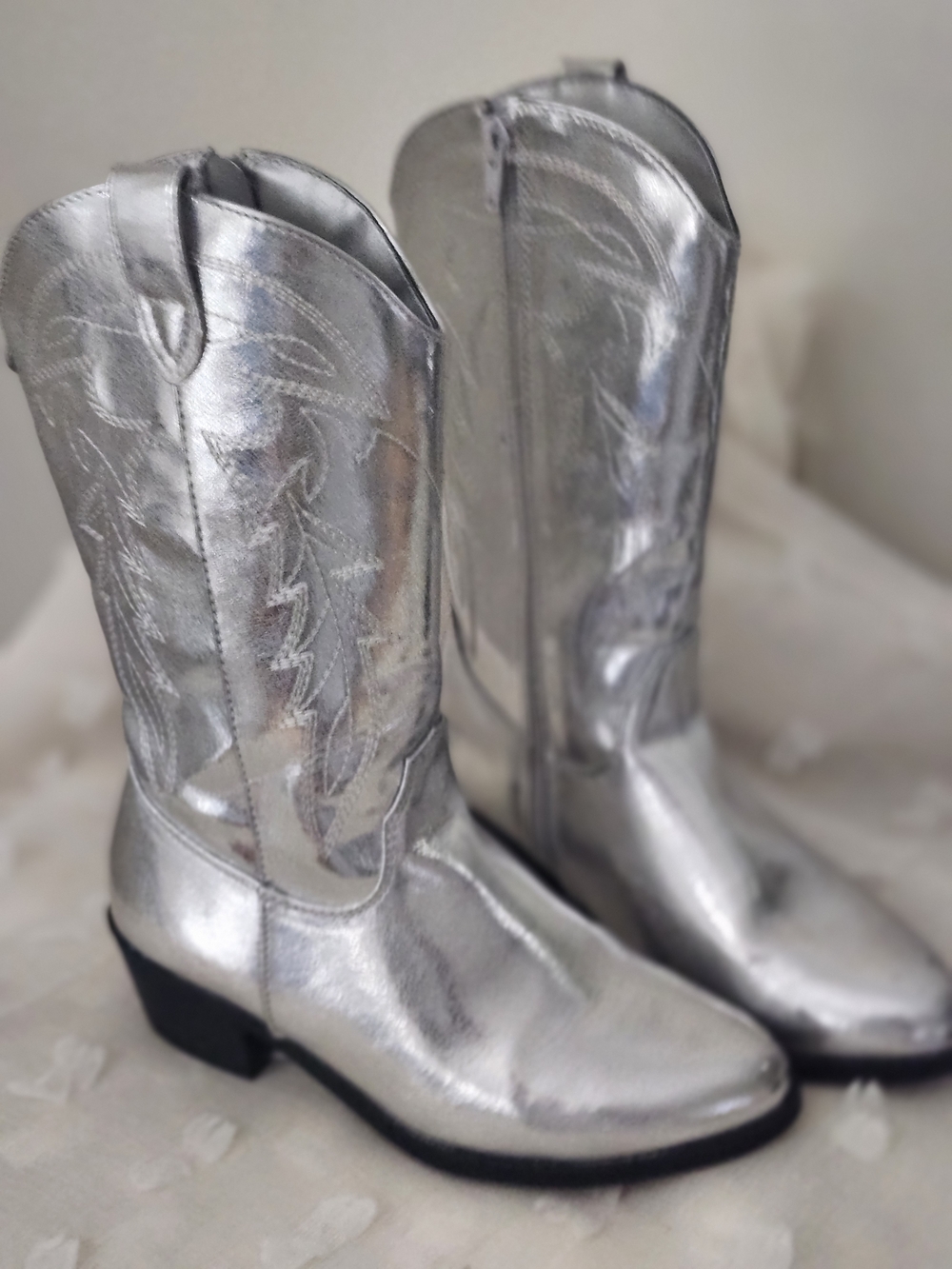 Madden NYC Metallic Silver Western-Style Kids Boots Sz 3